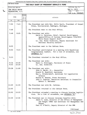 President Gerald R. Ford's Daily Diary, May 06, 1975