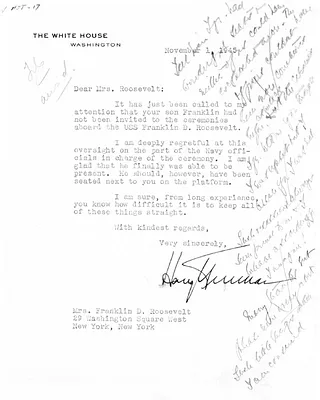 Letter from Harry S. Truman to Eleanor Roosevelt