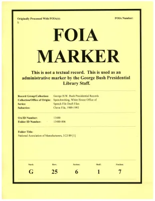 National Association of Manufacturers, 3/23/89 [1]
