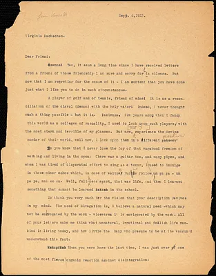 Bartolomeo Vanzetti typed letter (copy) to Virginia A. MacMechan, [Charlestown], 6 September 1923