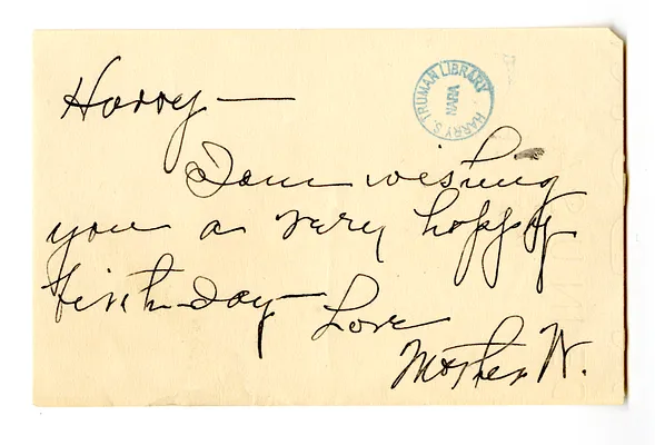 Note from Madge Gates Wallace to Harry S. Truman