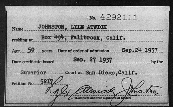 Johnston, Lyle Atwick - 1937