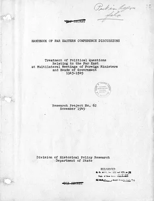 Foreign Affairs File, 1940-1953: Far Eastern Conference Discussions:  November, 1949