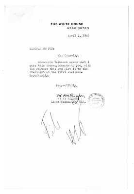 Memorandum from William Rigdon to Matthew Connelly