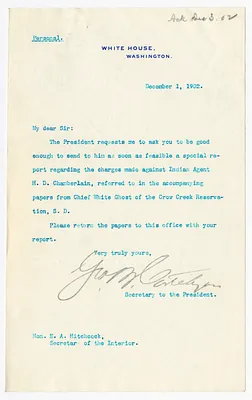 Letter from George B. Cortelyou to E. A. Hitchcock