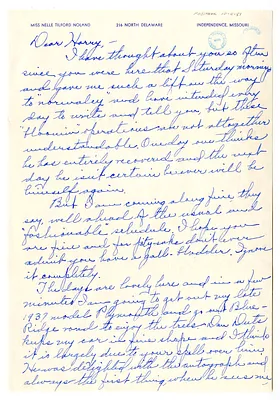 Letter from Nellie Noland to Harry S. Truman