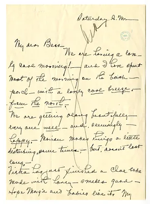 Letter from Madge Gates Wallace to Bess W. Truman