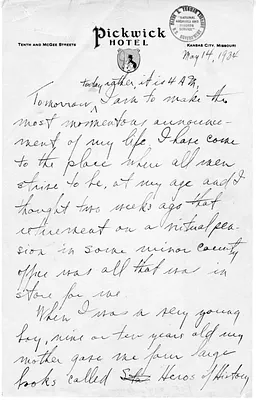Longhand Note of Judge Harry S. Truman
