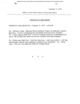 Hospital Bulletin #12 [Notice to Press]