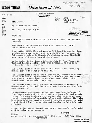 Telegram from Ambassador Walter Gifford to Secretary of State Dean Acheson, Number 582