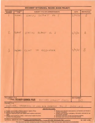 VIETNAM Operations in Laos and Cambodia Vol. I [1 of 2]