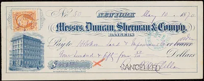 Check signed by George B. McClellan made out to Hoboken Land & Improvement Co., 1870 May 10