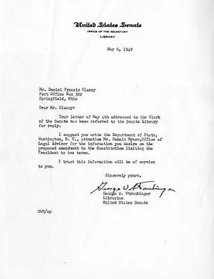 Letter from George Straubinger to Daniel F. Clancy