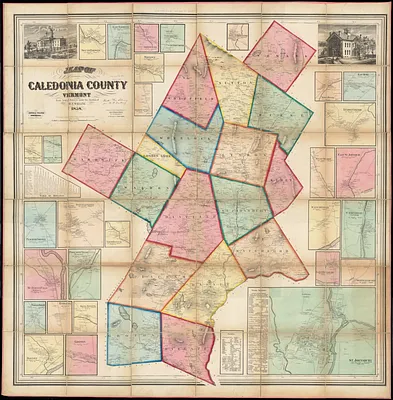 Map of Caledonia County, Vermont