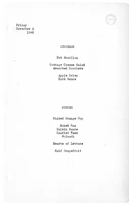 White House Luncheon and Dinner Menu