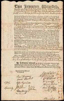 Mary Bennison indentured to apprentice with Samuel Clap of Scituate, 19 July 1768