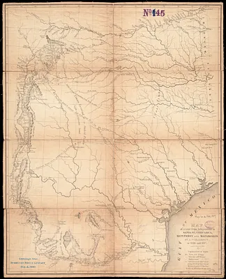 Map of a tour from Independence to Santa Fé, Chihuahua, Monterey and Matamoros