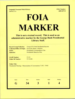 Presidential Meetings--Memorandum of Conversations 7/1/92-7/9/92