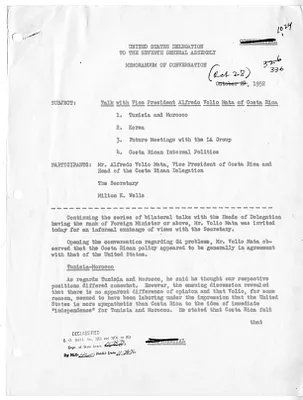 Memorandum of Conversation with Secretary of State Dean Acheson, Vice President of Costa Rica Alfredo Volio Mata, and Milton K. Wells