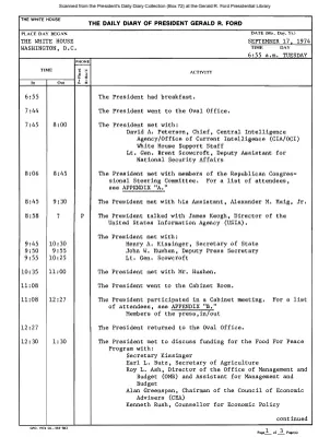 President Gerald R. Ford's Daily Diary, September 17, 1974