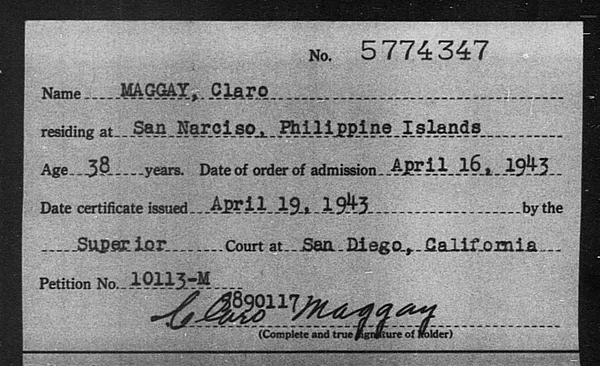 Maggay, Claro - 1943