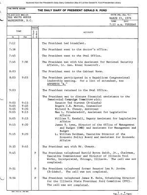President Gerald R. Ford's Daily Diary, March 23, 1976