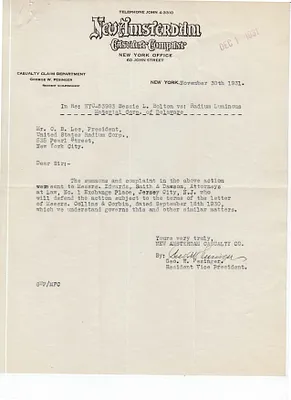 Letters Received to George W. Pesinger, November 30, 1931