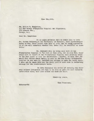 Letters Sent to Robert E. Humphries, June 5, 1930