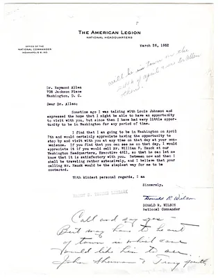 Letter to Dr. Raymond Allen from Donald R. Wilson, with Attachment