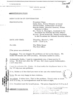 March 1, 1973 - Nixon, Kissinger, Israeli Prime Minister Golda Meir