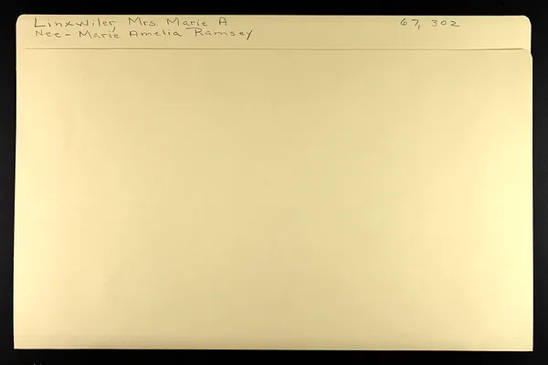 Linxwiler, Mrs. Marie A. nee Marie Amelia Ramsey