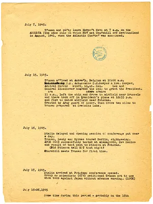 Memorandum Regarding Events of July 1945