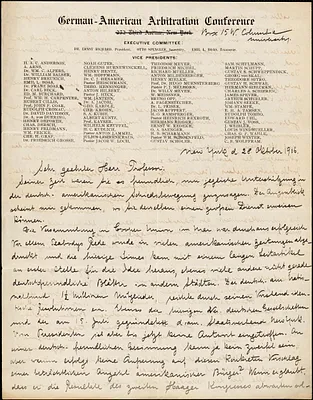 Richard, Ernst, 1859-1914 autograph letter signed to Hugo Münsterberg, New York, 28 October 1906