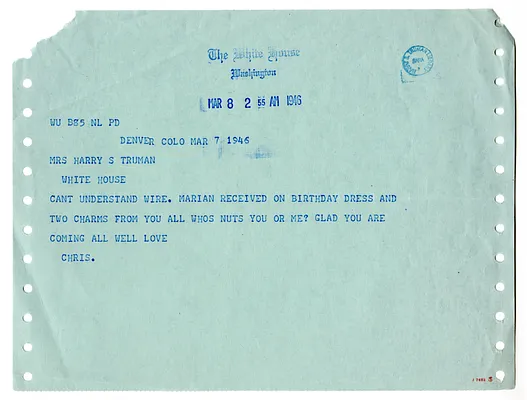Telegram from Christine Wallace to Bess W. Truman