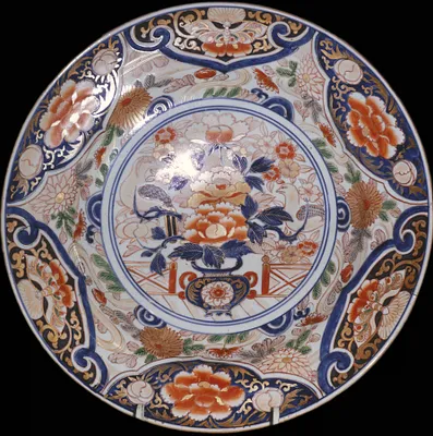 Dish with Vase and Flowers