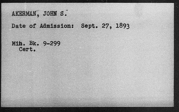 Akerman, John S. - 1893