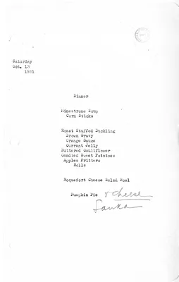 White House Dinner Menu