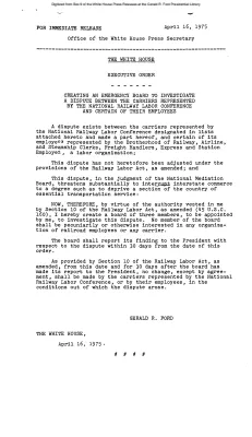 Creating an Emergency Board to Investigate a Dispute between the Carriers Represented by the National Railway Labor Conference and Certain of Their Employees [Executive Order]