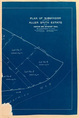 Plan of subdivision of the Allen Smith estate on Marmion Way, Rockport, Mass.