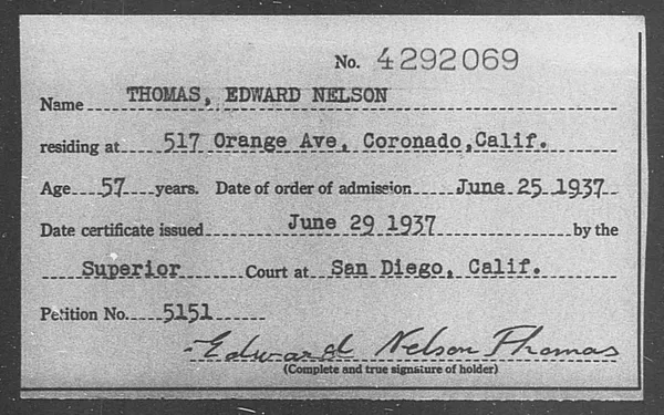 Thomas, Edward Nelson - 1937