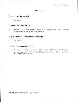 Binder No. 12 DPC [Domestic Policy Council] Documents: Children's Health Issues 07/24/97