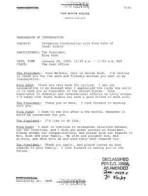 Telephone Conversation with King Fahd of Saudi Arabia, January 25, 1989