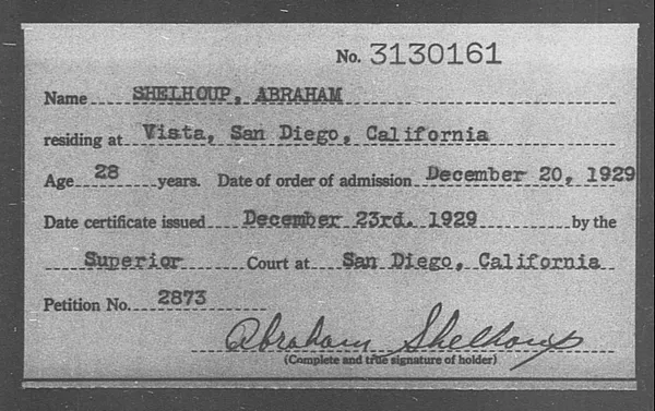 Shelhoup, Abraham - 1929