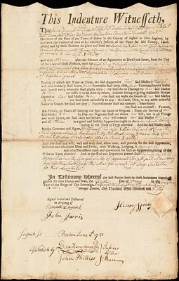 Sarah Wakefield indentured to apprentice with Henry Spring of Weston [Westown], 10 May 1750