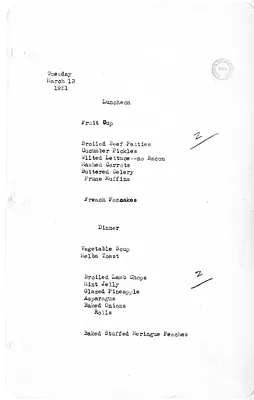 White House Luncheon and Dinner Menu
