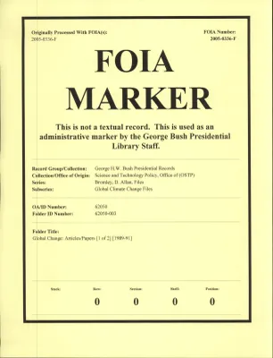 Global Change: Articles/Papers [1 of 2] [1989-91]