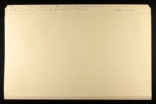 Powell, Mrs. Dema Pauline Kerfoot (H.) x-filed Mrs. Pauline Kerfoot Powell