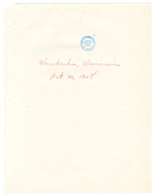 Reading Copy, Speech of President Harry S. Truman, Waukesha, Wisconsin