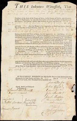 William Dunn indentured to apprentice with Jonathan Bemis of Watertown, 6 September 1790