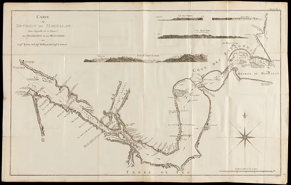 Carte du Detroit de Magellan dans laquelle on a Insere les Observations et les Decouvertes du Capne. Byron, du Capne. Wallis, de du Capne. Carteret